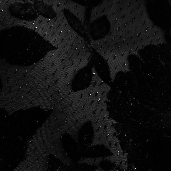 Express Chic Silhouette Velvet Floral Design Tie Neck and Sheer Balloon Sleeves - Picture 4 of 6